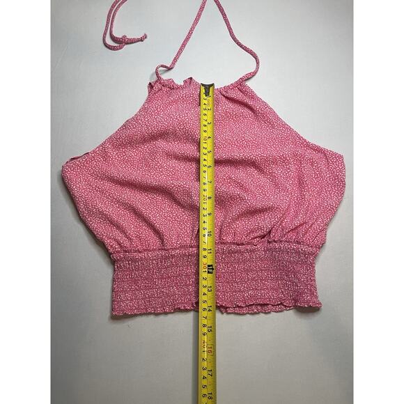 Sienna Sky Women's Hot Pink Halter Crop Top Size Small Tie Neck Sleeveless - Picture 4 of 5